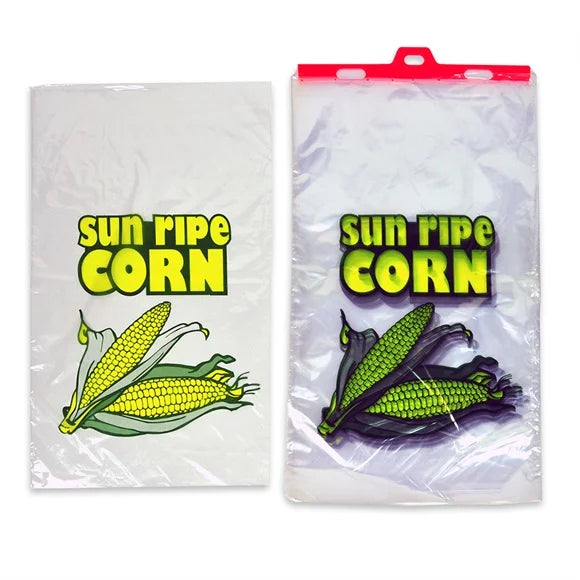 13" x 22" + 2"LP 1.2 mil Linear LDPE Corn Produce Bags on Plastic Header, 500/CS - Image 1