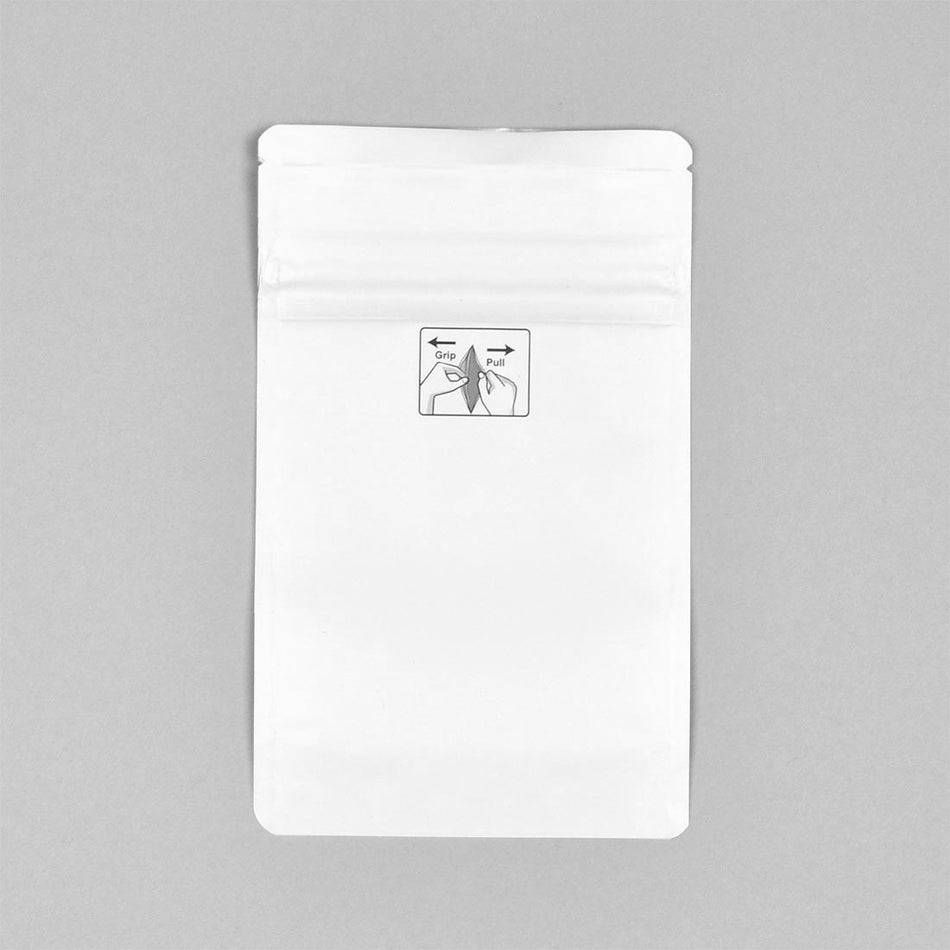 4" x 6.63" + 2"BG 4.8 mil 1/4 oz Child-Resistant Pouch - White, 2000/CS