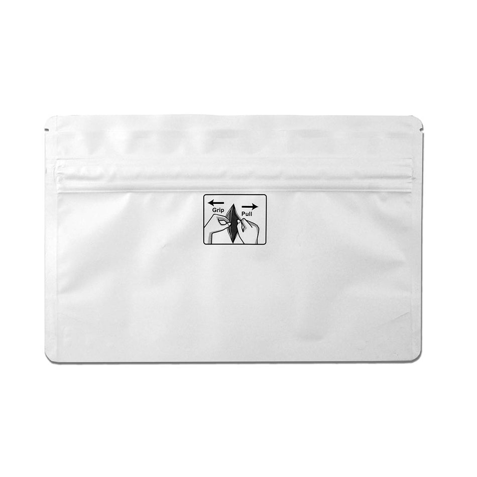 9" x 5.9" + 3.5"BG 4.8 mil 1 oz Child-Resistant Pouch - White, 1000/CS