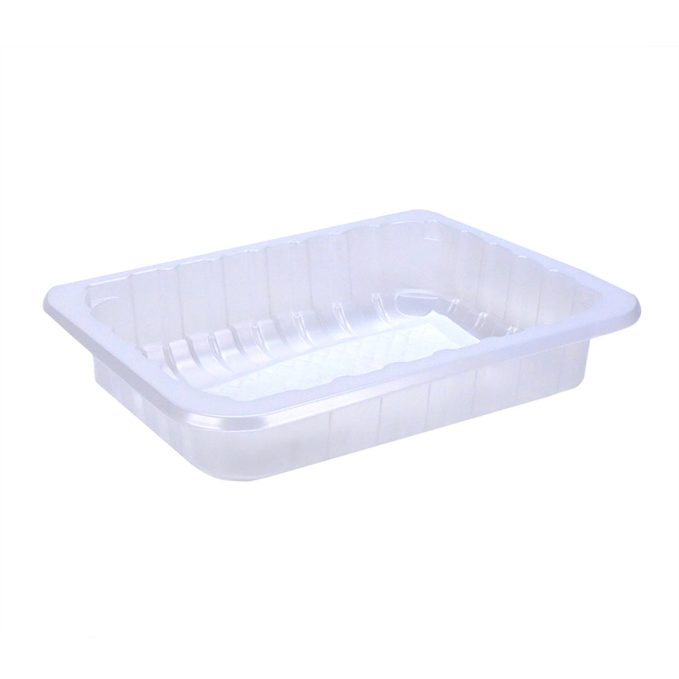 8.8" x 6.75" x 2" SimplyFresh Natural Color PP #3 Tray with Soaker Pad, 600/CS
