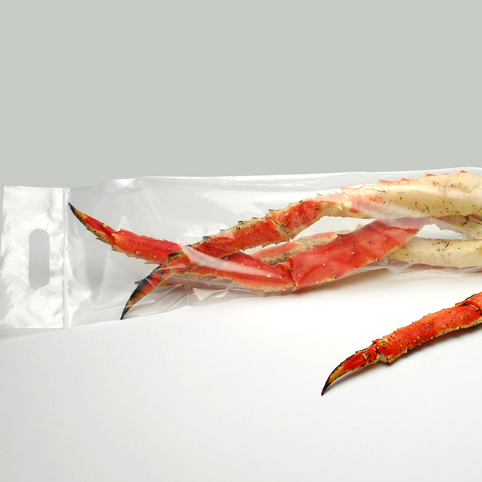 7" x 25" 3.5 Mil Crab Leg Zipper Bag with Die Cut Handle - 250/Case
