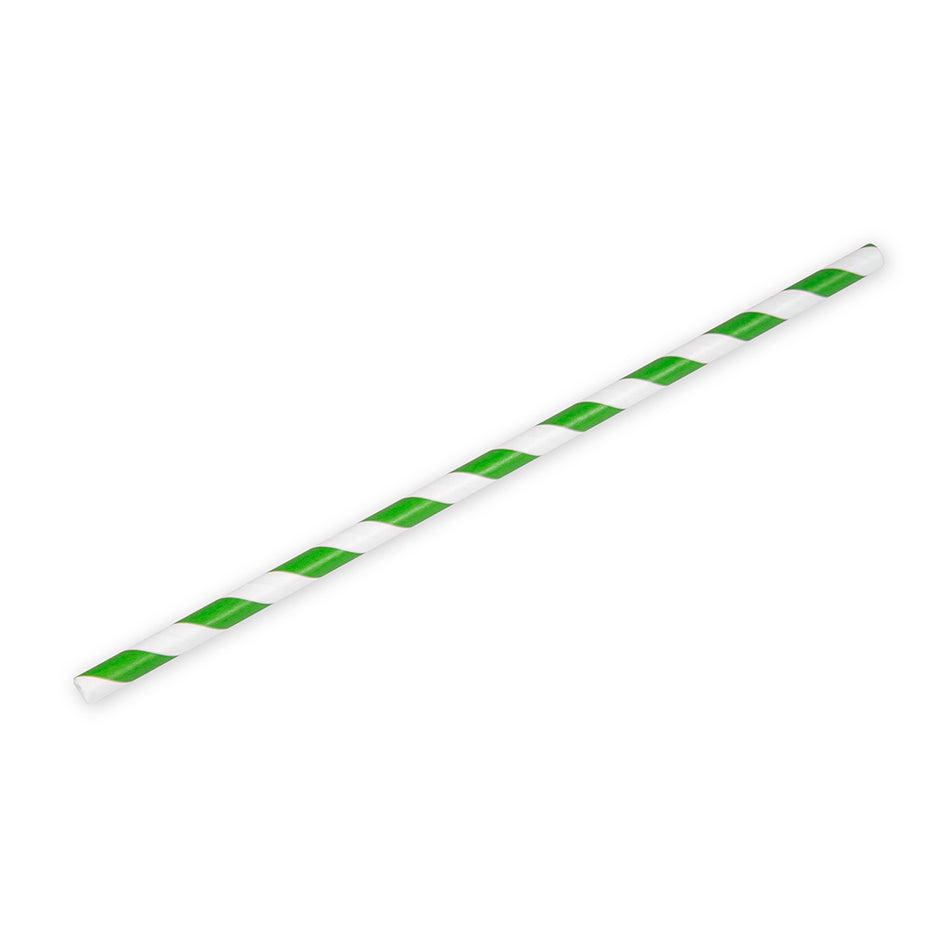 0.248" x 7.75" Jumbo Straw - Green/White - Unwrapped, 4800/CS