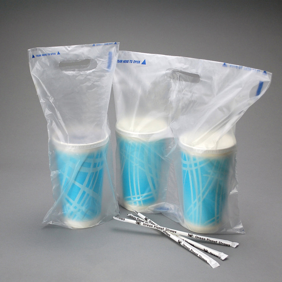 14" x 14" + 2.5"BG + 3.5"LP 1 mil Fast Take® Tamper-Evident 2-drink Beverage Carrier, Unprinted, 1000/CS