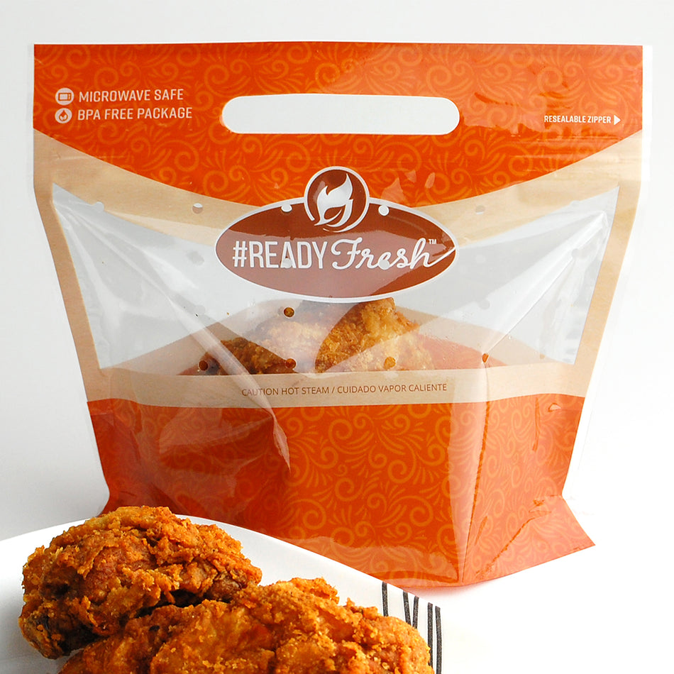9" x 8" + 5"BG, 2.6 mil, #ReadyFresh® Grab-N-Go Pouch -- 4 Piece Chicken, 250/CS
