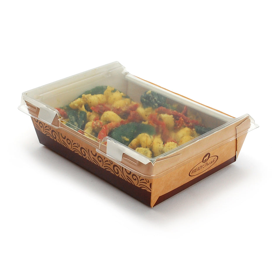 6.7" x 7.5" #ReadyFresh® Kraft Container w/ Clear Hinged Lid (Large), 200/CS