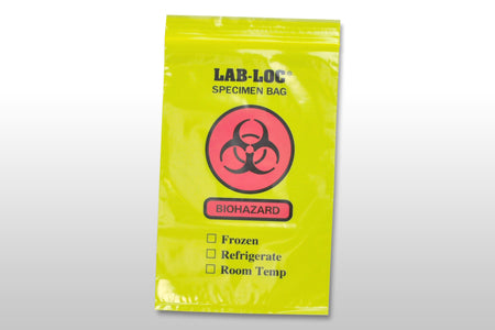 Yellow Tint Bag (Biohazard)lab20609ye ! desc : Yellow Tint Reclosable 3-Wall Specimen Transfer Bag (Biohazard) ! caption : 