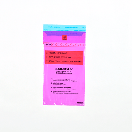 amper-Evident Specimen Bags with Removable Biohazard Symbol - Purple Tintlaba610pu