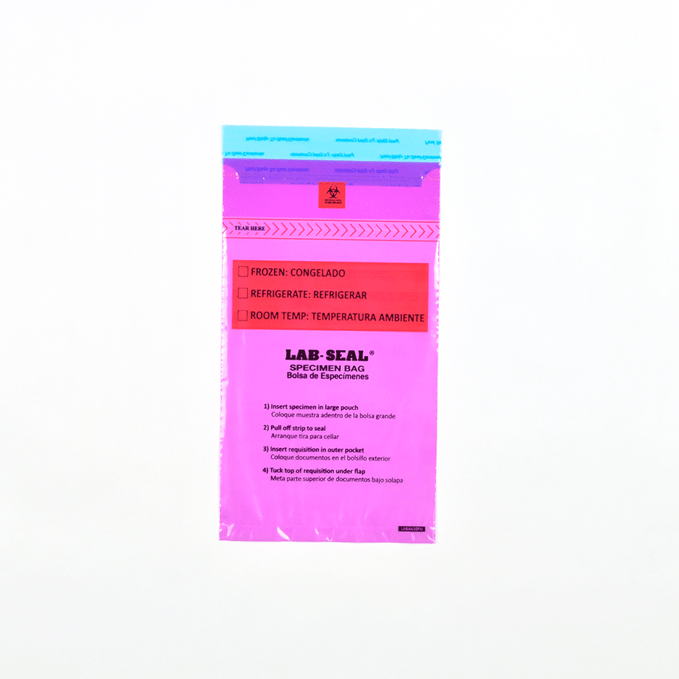 amper-Evident Specimen Bags with Removable Biohazard Symbol - Purple Tintlaba610pu
