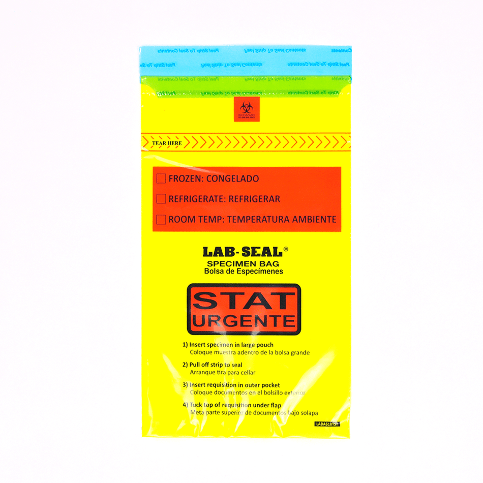 Removable Biohazard Symbol – Yellow Tint Printed “STAT”yellow_Stat