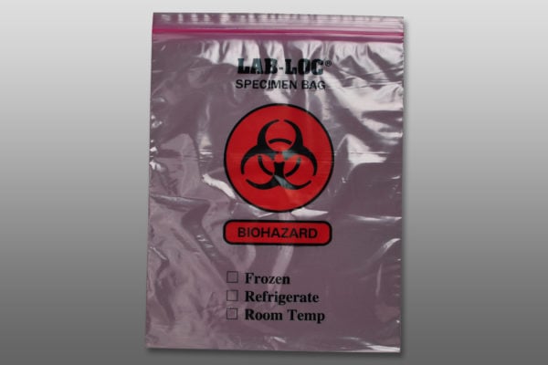 12" X 15" Pink Tint Reclosable 2-Wall Specimen Transfer Bag (Biohazard)