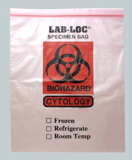 12" X 15" Pink Tint/Cytology Reclosable 2-Wall Specimen Transfer Bag (Biohazard)