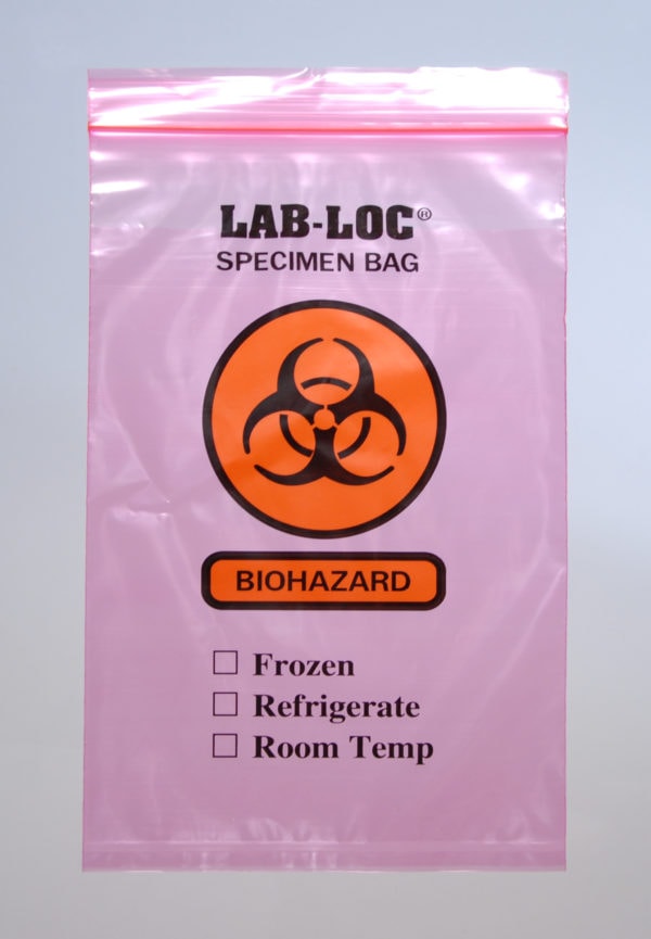 12" X 15" Purple Tint Reclosable 2-Wall Specimen Transfer Bag (Biohazard)