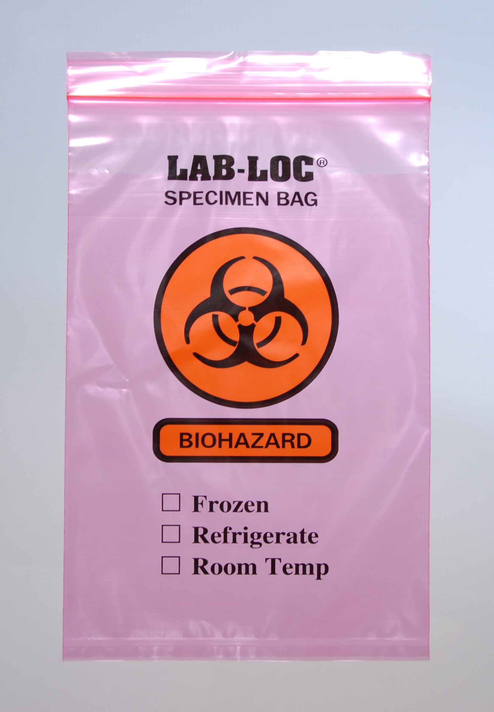 12" X 15" Purple Tint Reclosable 2-Wall Specimen Transfer Bag (Biohazard)
