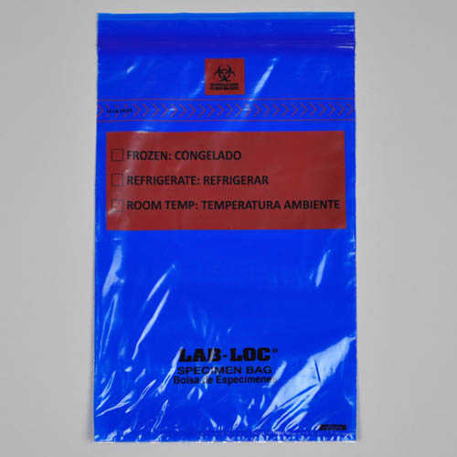 6" X 10" Lab Seal? Tamper-Evident Specimen Bags with Removable Biohazard Symbol - Blue Tint