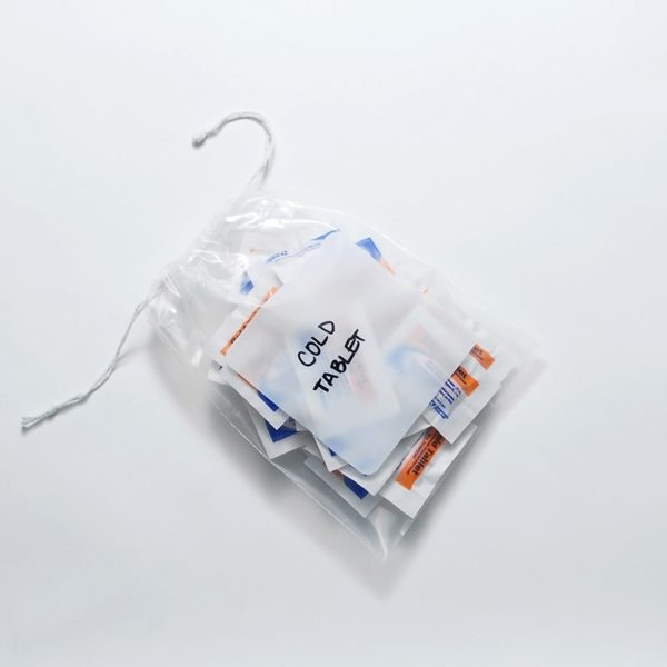 10" X 14 1/2" Polypropylene Pull-Tite Drawstring Bag with White Block