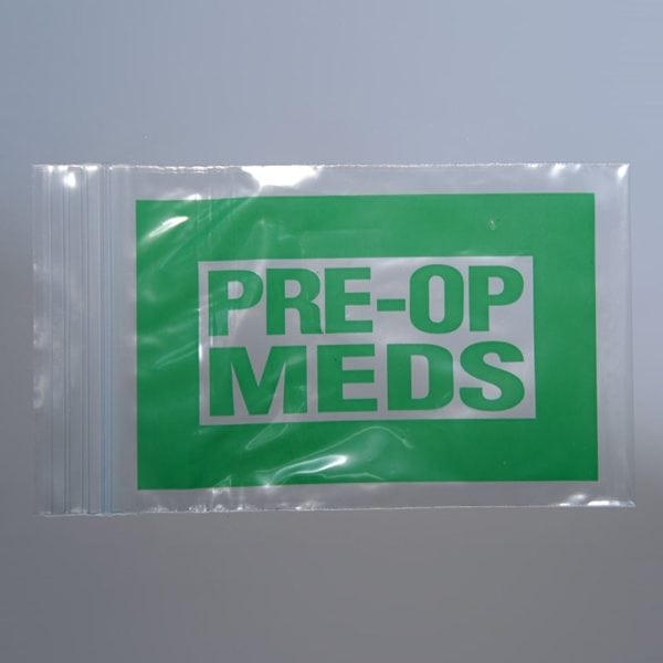 4" X 6" Green Pre-Op Meds Bag - Seal Top Reclosable