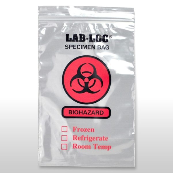 6" X 9" Reclosable 2-Wall Specimen Transfer Bag (Biohazard)