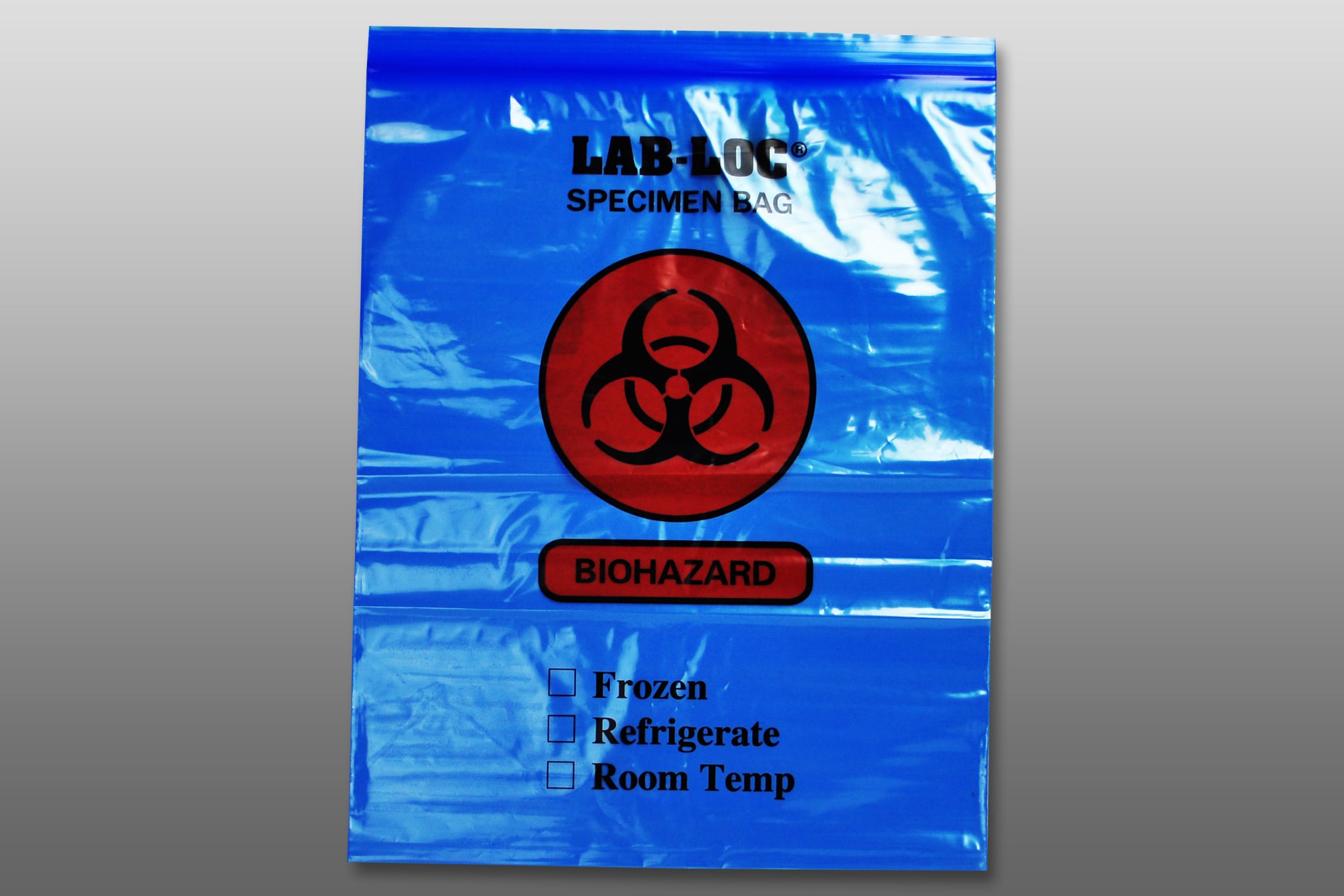 12" X 15" Blue Tint Reclosable 2-Wall Specimen Transfer Bag (Biohazard)
