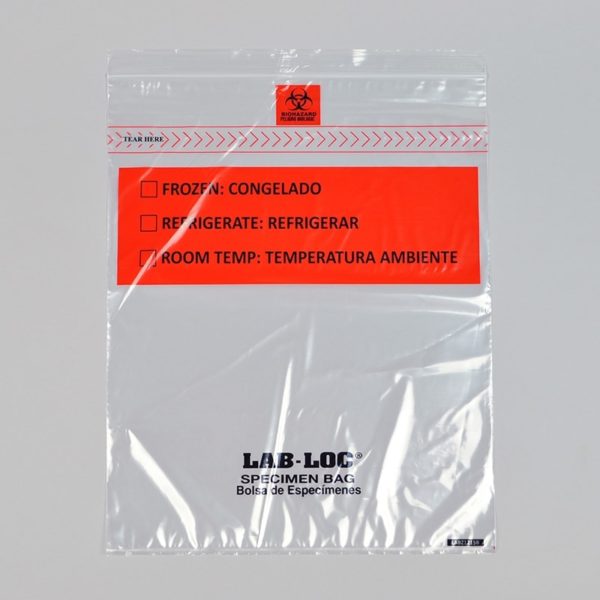 12" X 15" Lab-Loc? Specimen Bags with Removable Biohazard Symbol