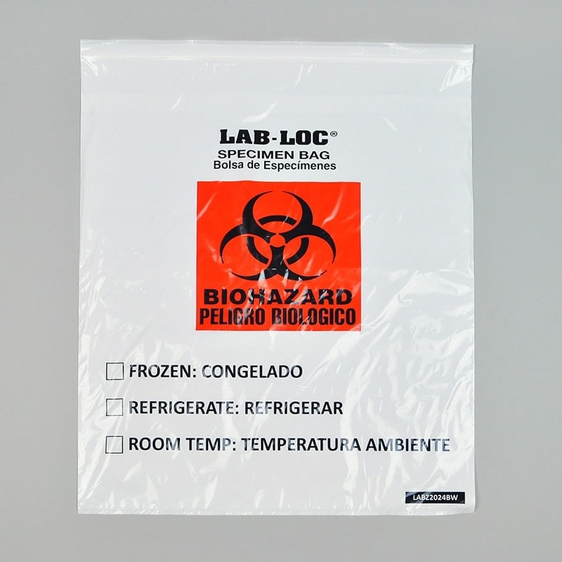 4" X 6" Lab-Loc? Specimen Bags with Removable Biohazard Symbol