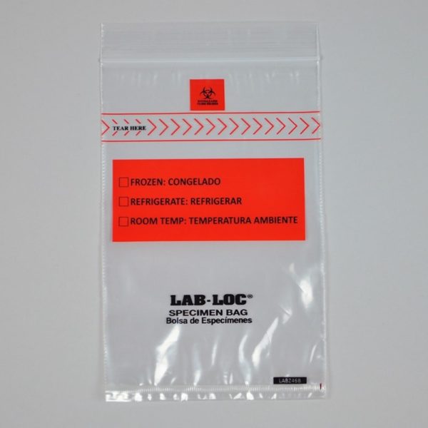 6" X 9" Lab-Loc? Specimen Bags with Removable Biohazard Symbol