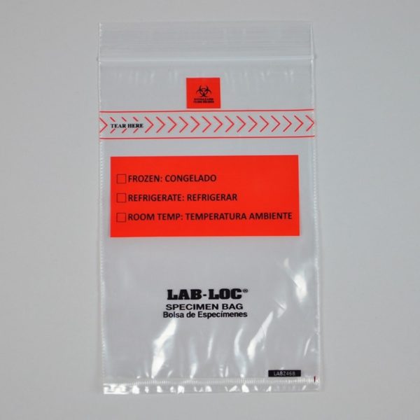6" X 9" Lab-Loc Specimen Bags with Removable Biohazard Symbol