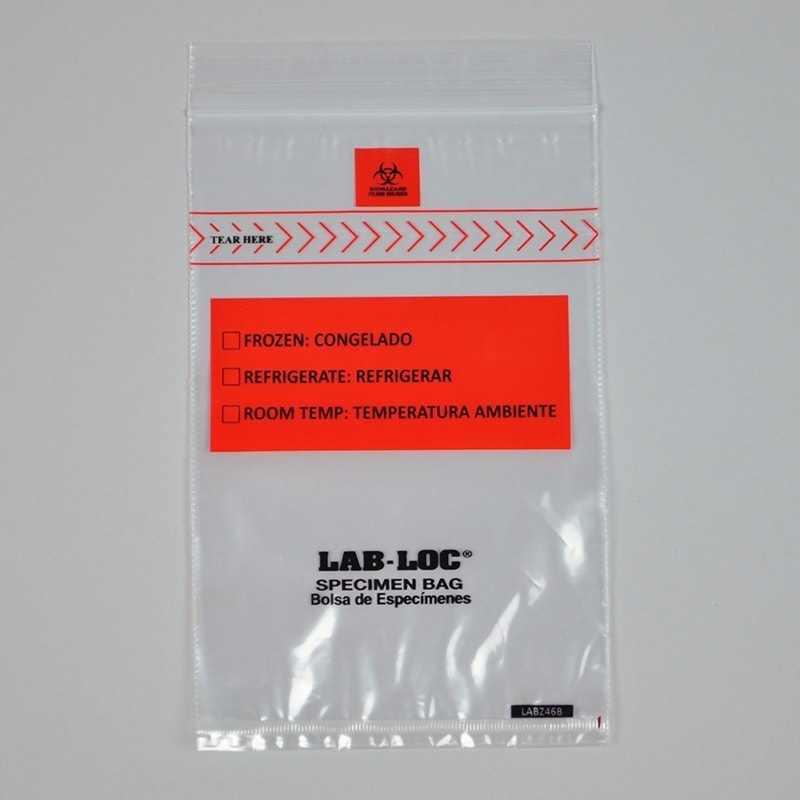 6" X 9" Lab-Loc? Specimen Bags with Removable Biohazard Symbol