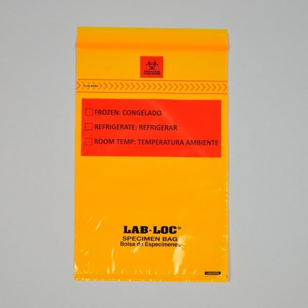 6" X 9" Lab-Loc? Specimen Bags with Removable Biohazard Symbol - Orange Tint