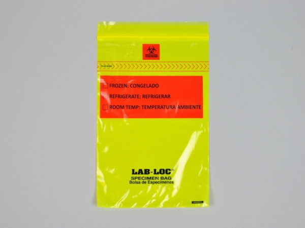 6" X 10" Lab Seal? Tamper-Evident Specimen Bags with Removable Biohazard Symbol - Yellow Tint