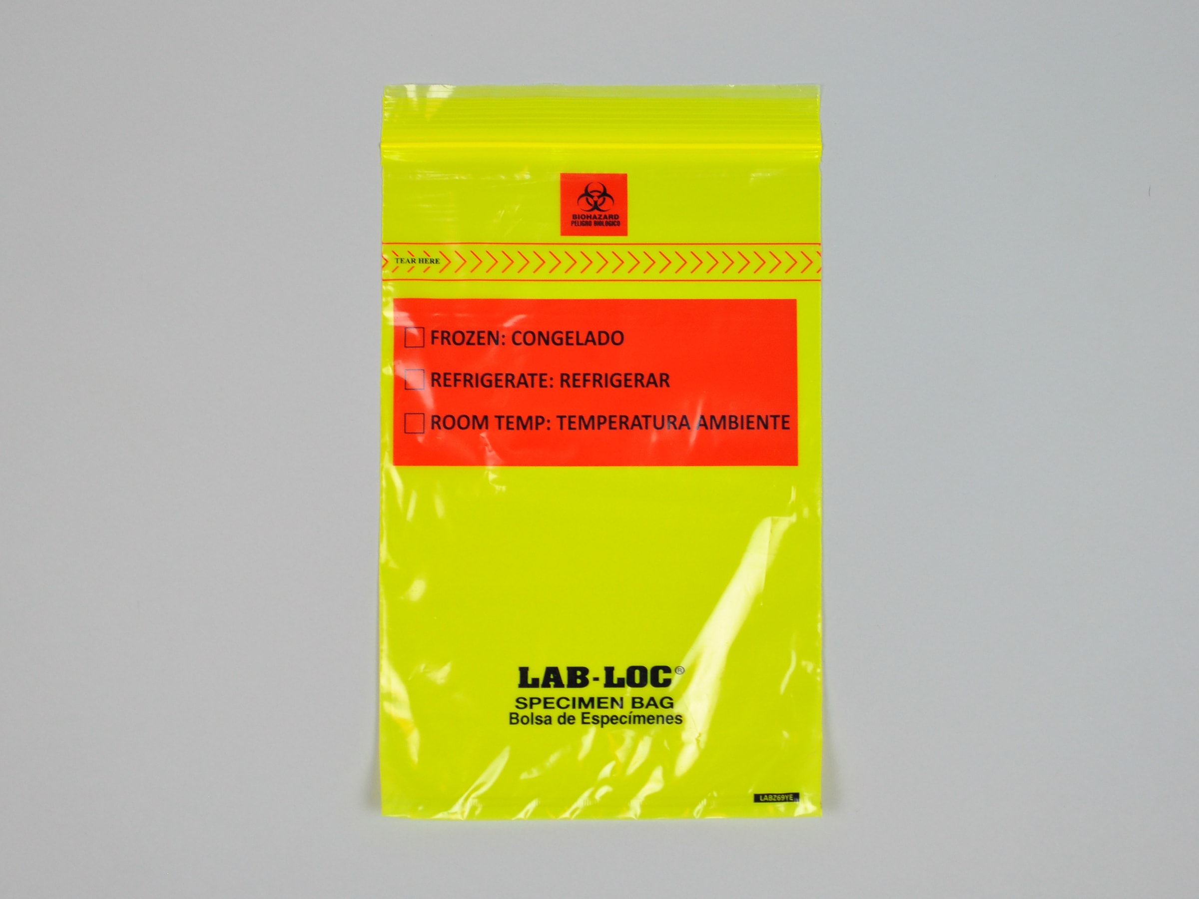 6" X 10" Lab Seal? Tamper-Evident Specimen Bags with Removable Biohazard Symbol - Yellow Tint