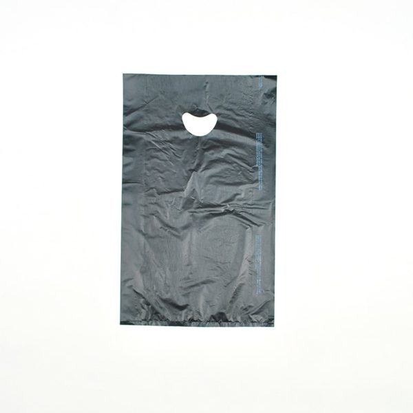 12" X 3" X 18" Black High Density Polyethylene Merchandise Bag with Die Cut Handle