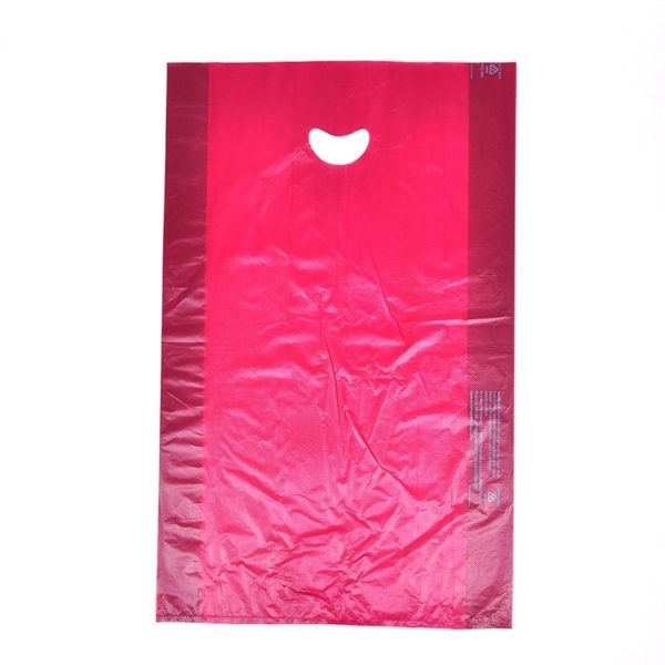 12" X 3" X 18" Burgundy High Density Polyethylene Merchandise Bag with Die Cut Handle