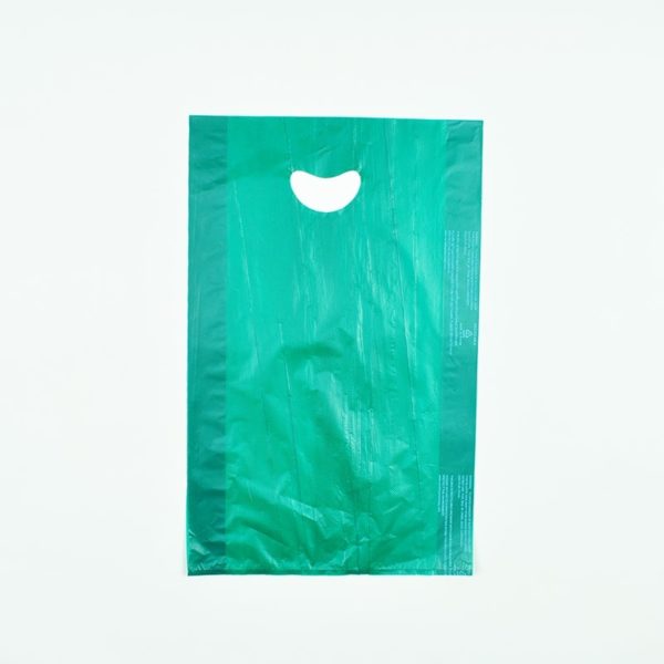 12" X 3" X 18" Dark Green High Density Polyethylene Merchandise Bag with Die Cut Handle