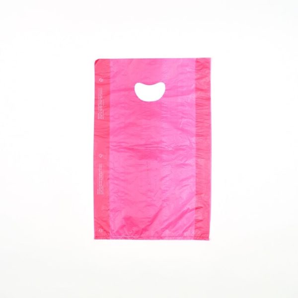 12" X 3" X 18" Red High Density Polyethylene Merchandise Bag with Die Cut Handle