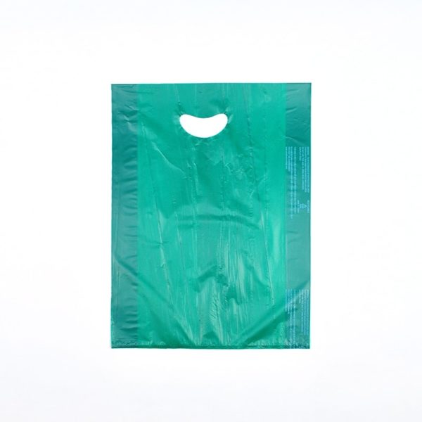 12" X 3" X 18" Teal Green High Density Polyethylene Merchandise Bag with Die Cut Handle