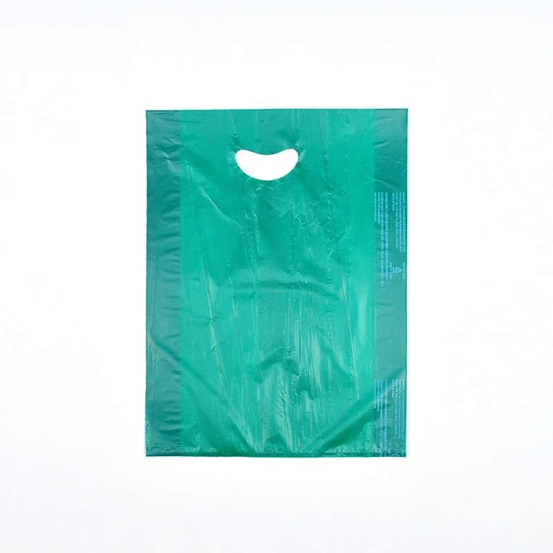 12" X 3" X 18" Teal Green High Density Polyethylene Merchandise Bag with Die Cut Handle