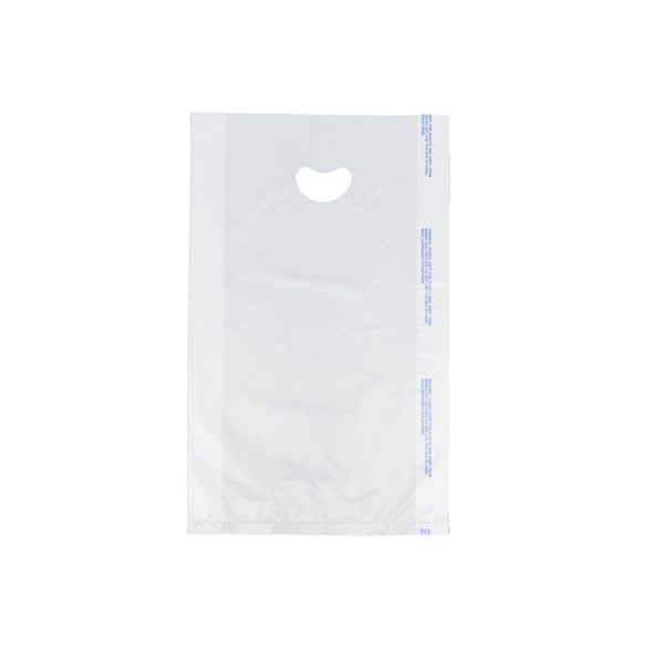 12" X 3" X 18" White High Density Polyethylene Merchandise Bag with Die Cut Handle