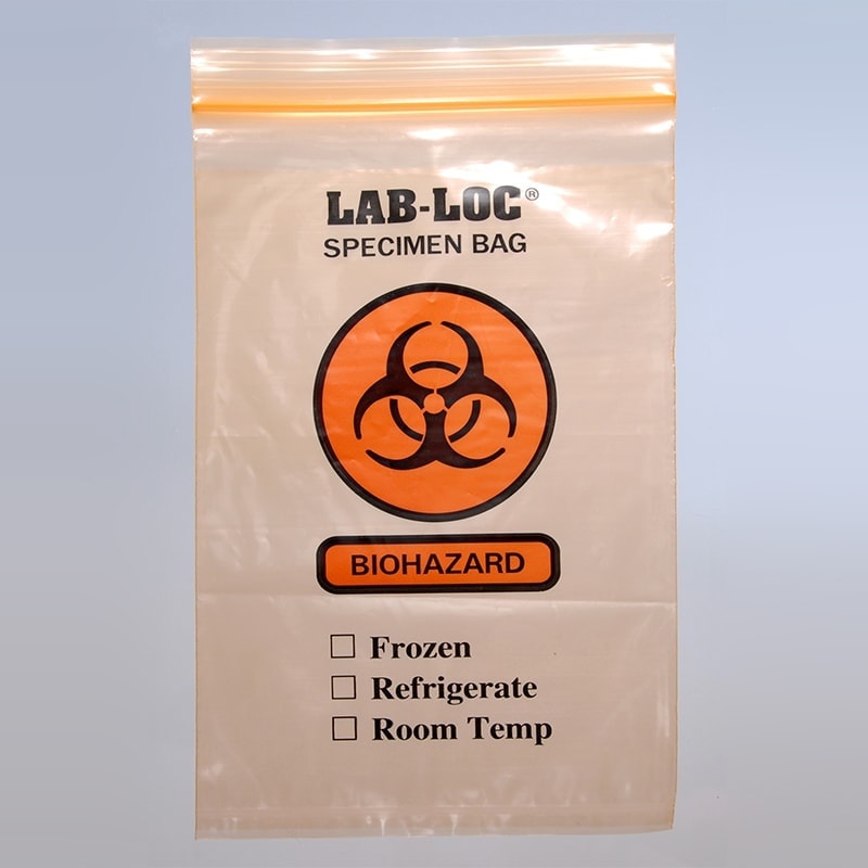6" X 9" Orange Tint Reclosable 3-Wall Specimen Transfer Bag (Biohazard)