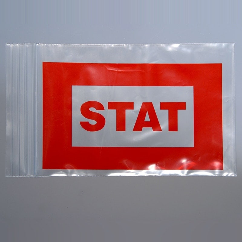 4" X 6" Red "STAT" Bag - Seal Top Reclosable