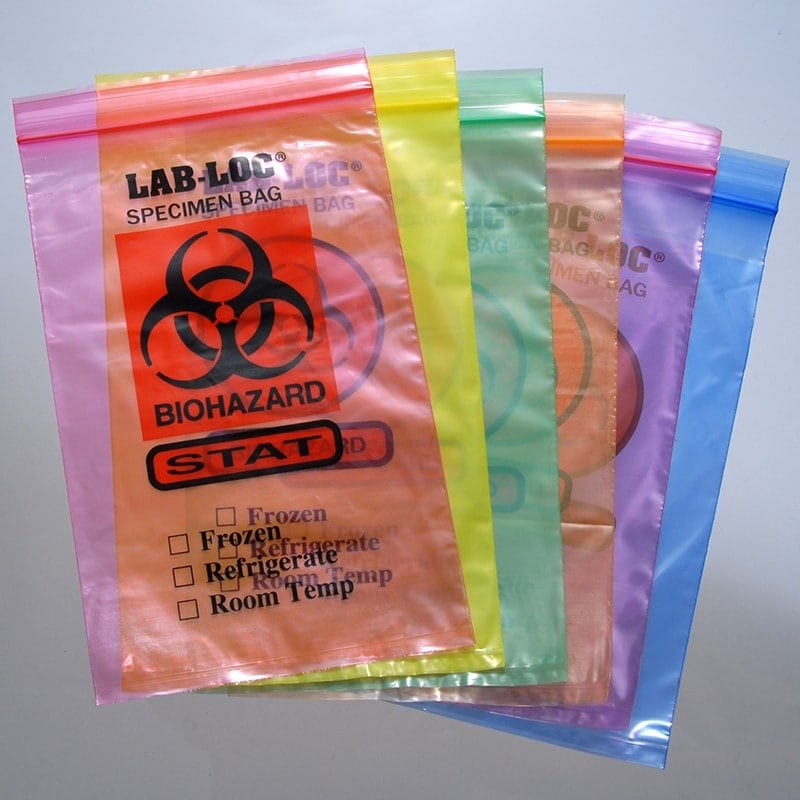 6" X 9" Red Tint Reclosable 3-Wall Specimen Transfer Bag (Biohazard)