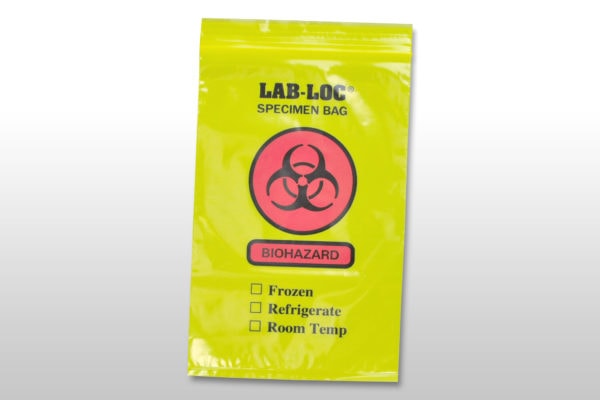 12" X 15" Yellow Tint Reclosable 2-Wall Specimen Transfer Bag (Biohazard)
